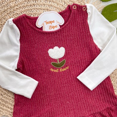 Vestido Manga Longa Sweet Flower - Bordo